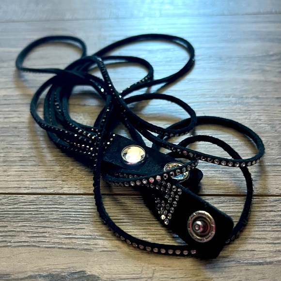 New SWAROVSKI Slake Black Bracelet Choker Leather 5120197 Black - Picture 1 of 3
